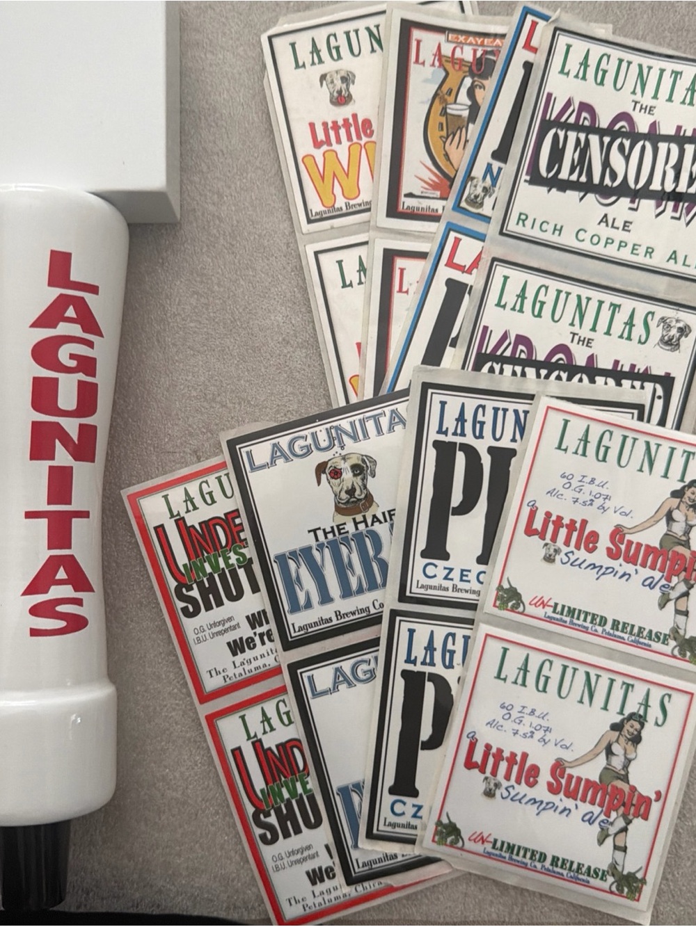 White Beer Tap Handle with Assorted Sticker Pack